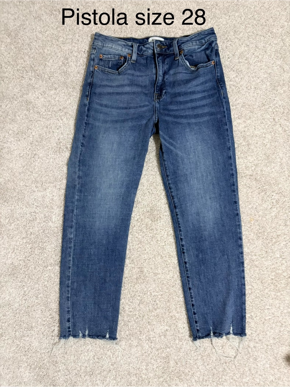 Pistola High-Rise Raw Hem Straight Jeans Size 28